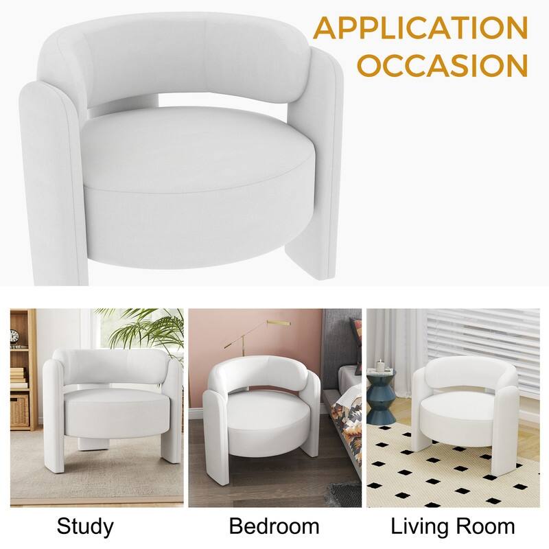 Velvet Upholstered Modern 3-leg Barrel Accent Chair