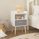 preview thumbnail 6 of 38, Kids Wood Side Table Nightstand With Fabric Drawer and 2-Tier Shelf