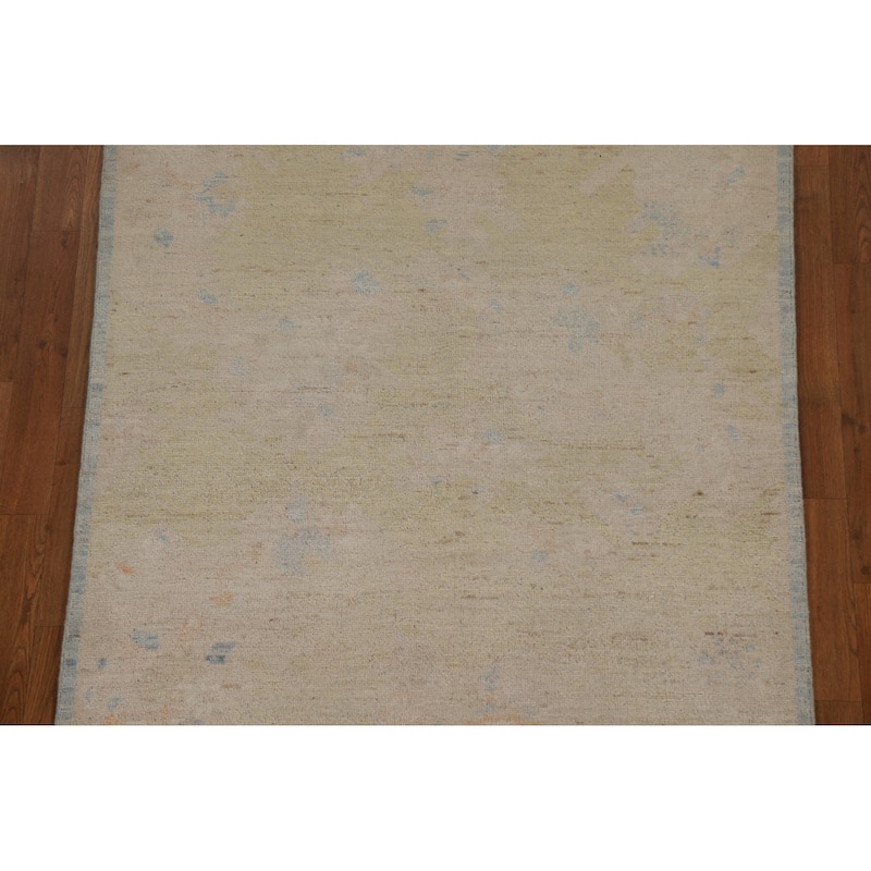 Muted Geometric Art Deco Oriental Area Rug Hand-knotted Wool Carpet - 3'10" x 4'11"