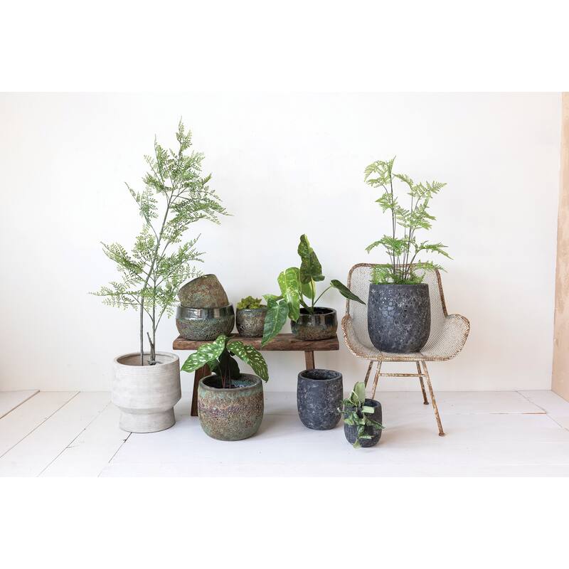 Textured Terra-cotta Planters, Set of 3