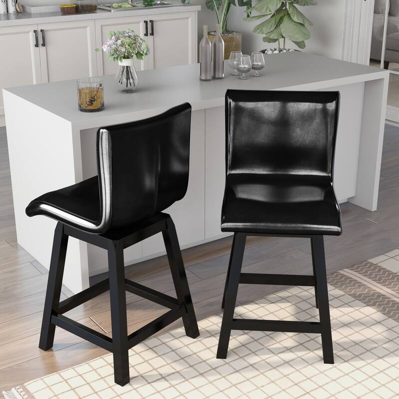 Hace Contemporary Black Swivel Counter Height Chairs (Set of 2) by Furniture of America