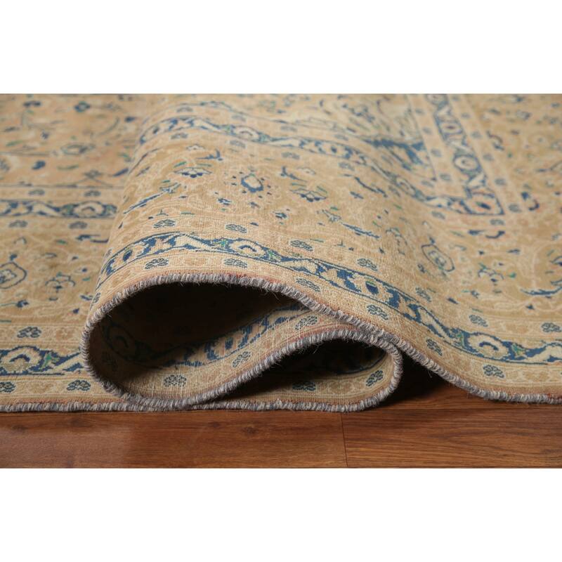 Hand Knotted Oriental 100% Wool Carpet Traditional Floral Oranges & Rust Mashad Area Rug - 12' 5'' X 9' 7''