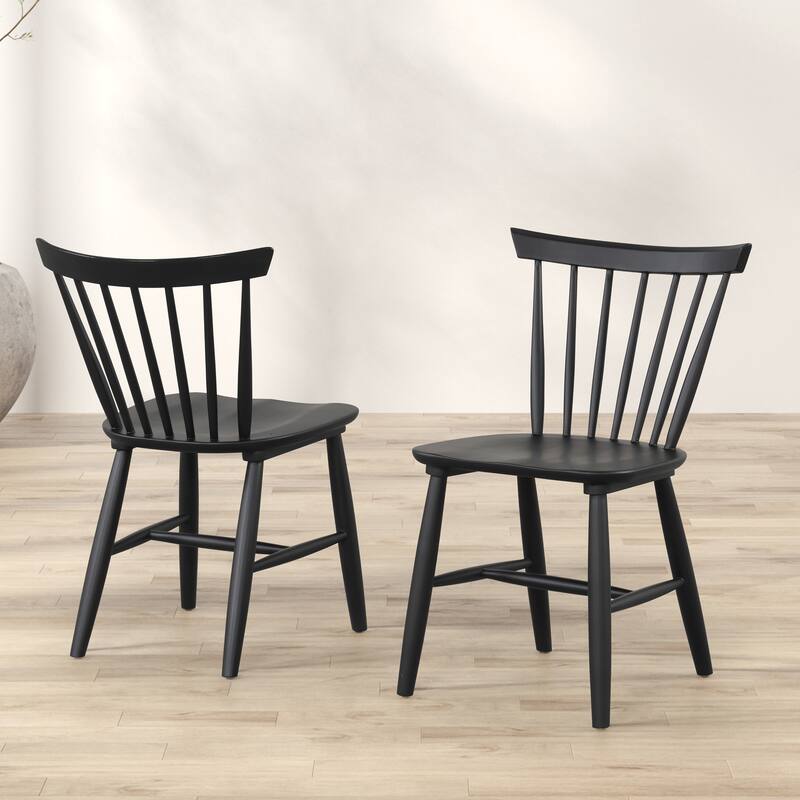 Furniture of America Olivea Mid-Century Modern Black Wood Spindle Back Windsor Chair (Set of 2) - Black