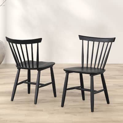 Furniture of America Olivea Mid-Century Modern Black Wood Spindle Back Windsor Chair (Set of 2)
