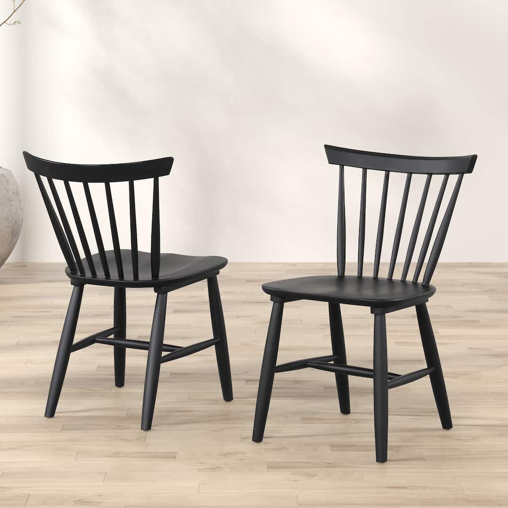 Furniture of America Olivea Mid-Century Modern Black Wood Spindle Back Windsor Chair (Set of 2)