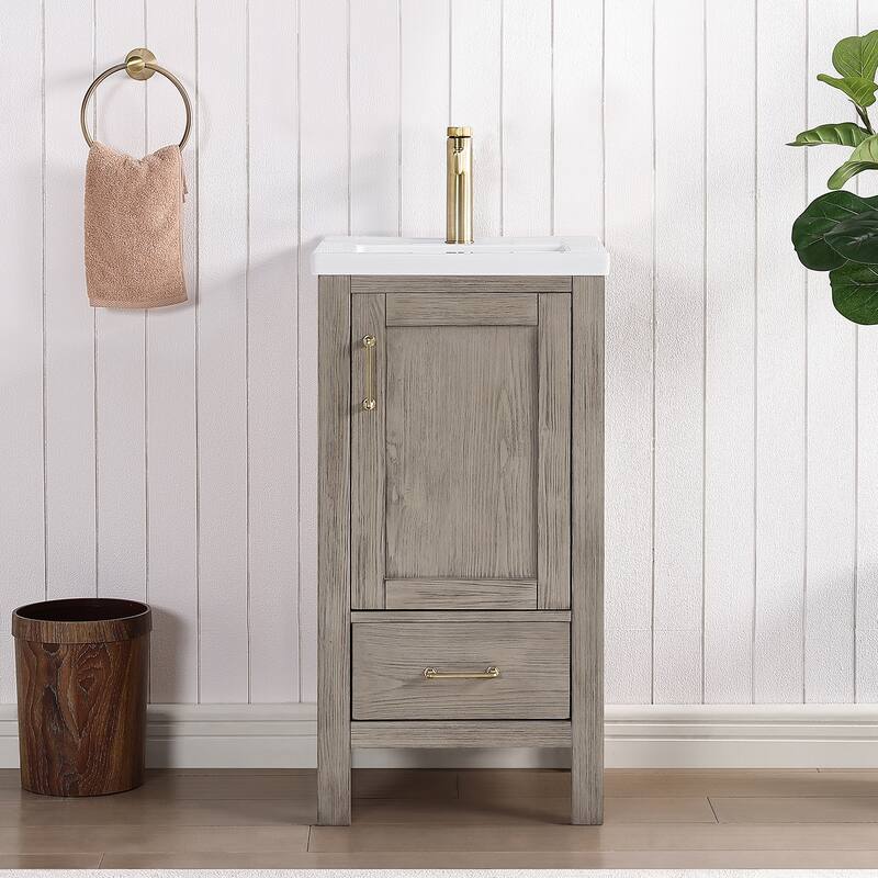 Gela Single Sink Bath Vanity with Drop-In White Ceramic Basin