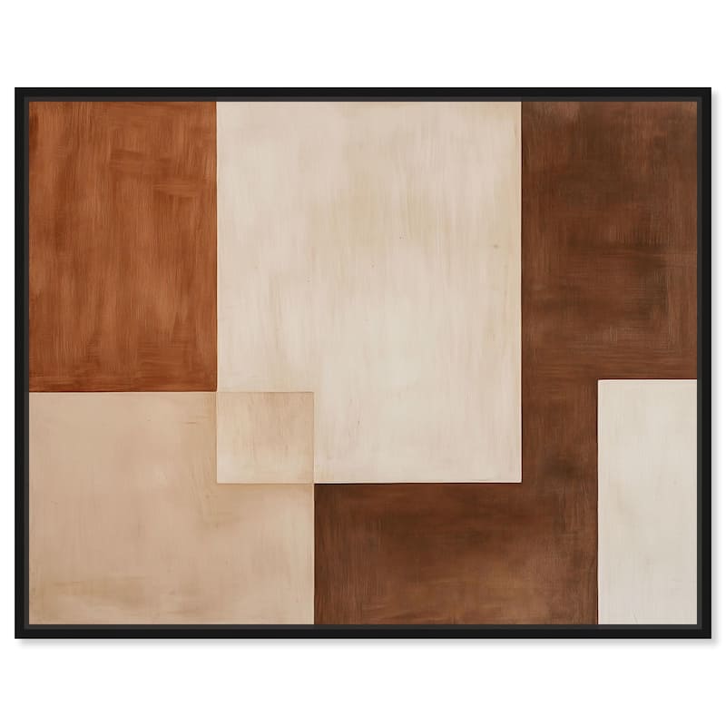 Cream and Brown Panels IV Canvas by Art Remedy - Black - 20" x 16"