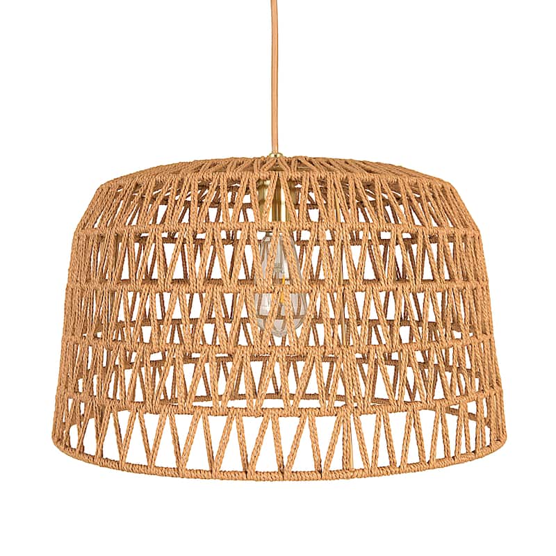Open Weave Metal and Paper Rope Ceiling Light