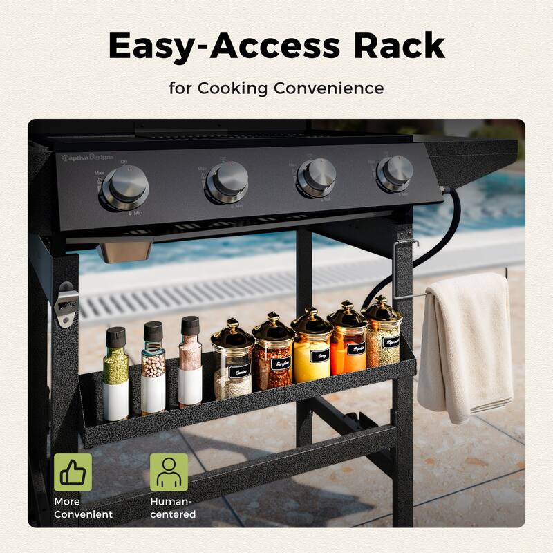 MAISON ARTS 3-in-1 All-in-One Propane Gas Grill with 482 Sq. In. Cooking Area, 52,000 BTU