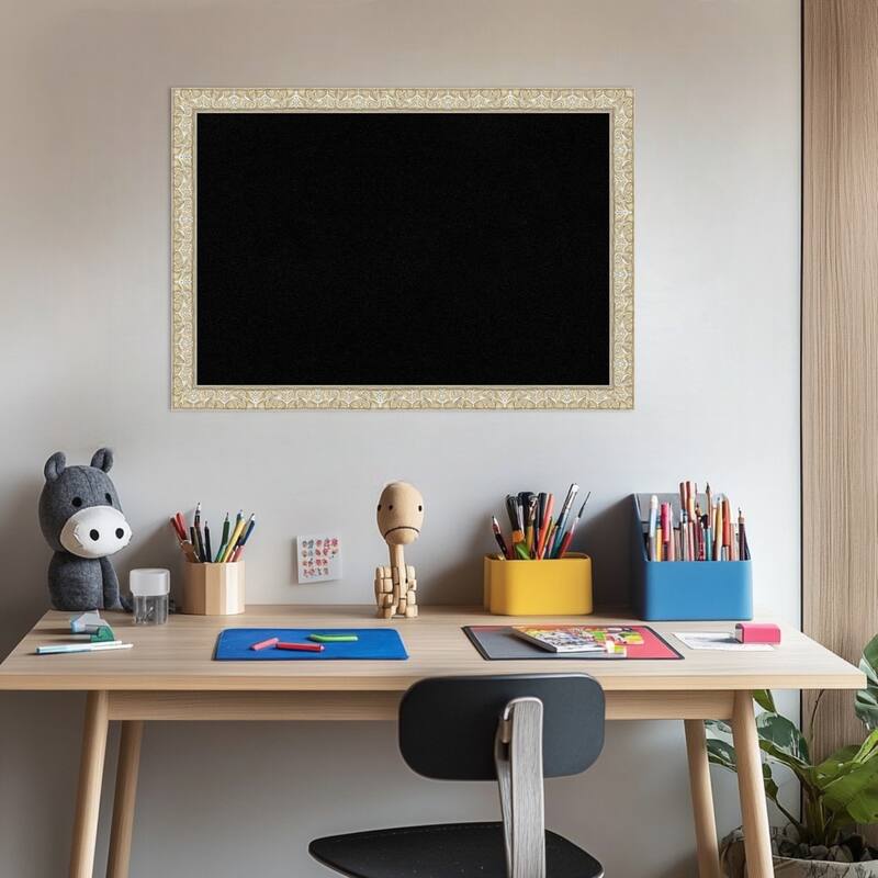 Lila Silver Wood Framed Cork Board - Bulletin Board, Organization Board, Pin Board