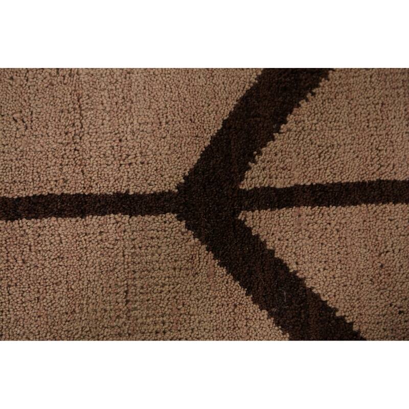 Hand Knotted Oriental 100% Wool Carpet Modern All-Over Beige & Ivories Moroccan Area Rug - 9' 10'' X 7' 11''