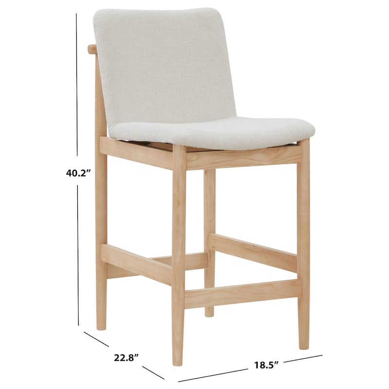 SAFAVIEH Couture Abriella Boucle 26-inch Counter Stool - 19Wx23Dx40H - Cream/Natural