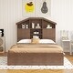 preview thumbnail 1 of 69, Wooden platform bed with house shaped storage headboard and drawers