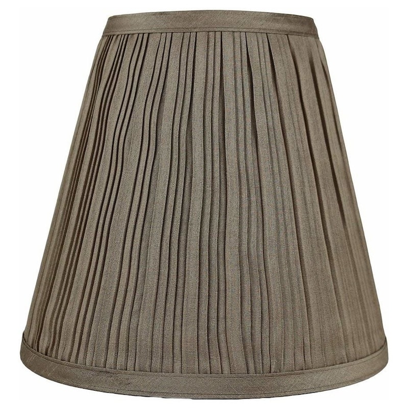 Many Selections Table Lamp Shade, 5 inch Top, 9 inch Bottom, 8.5 inch Slant - Single - Pleated Golden Taupe Faux Silk