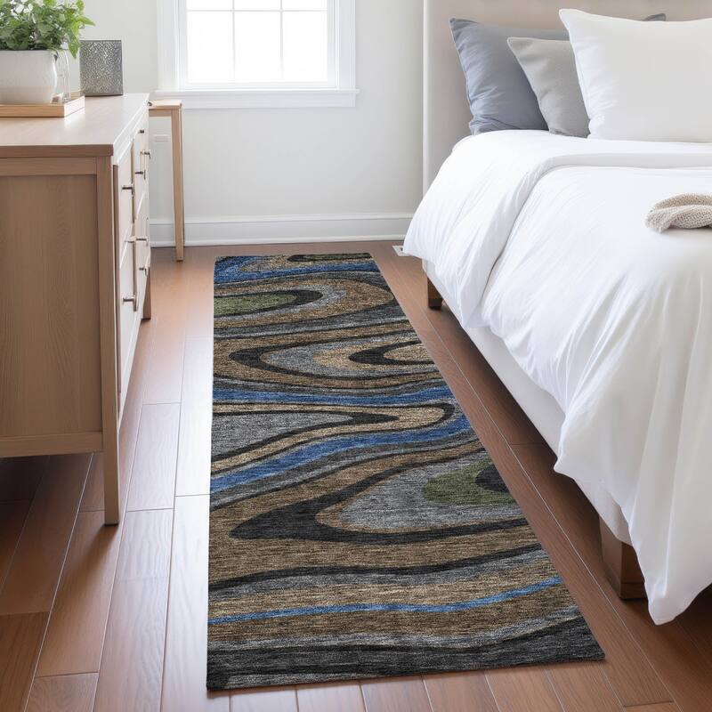 Machine Washable Indoor/ Outdoor Abstract Busey Chantille Rug