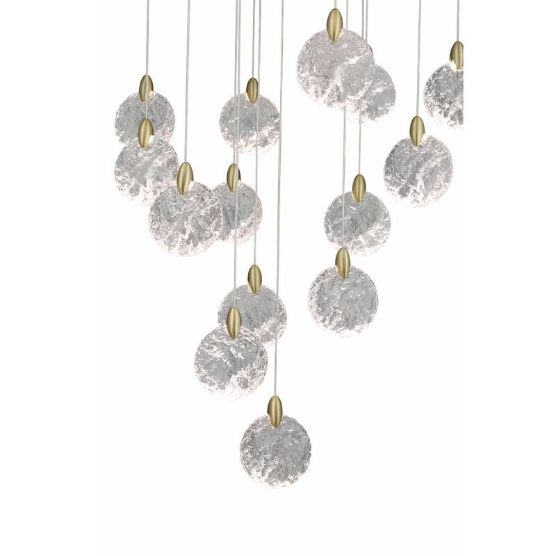 Artcraft Snowflake Chandelier - Matte Black with Satin Brass Accent