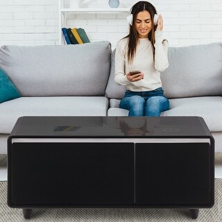 Modern Smart Coffee Table with Built in Fridge Outlet Protection Wireless Charging Module USB Interface Lce Water Interface Bed Bath Beyond 37797479