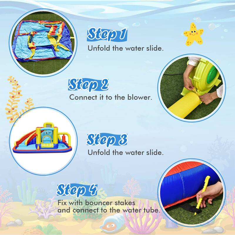 Gymax 7-in-1 Inflatable Water Slide Water Park Kids Bounce Castle With - See Details