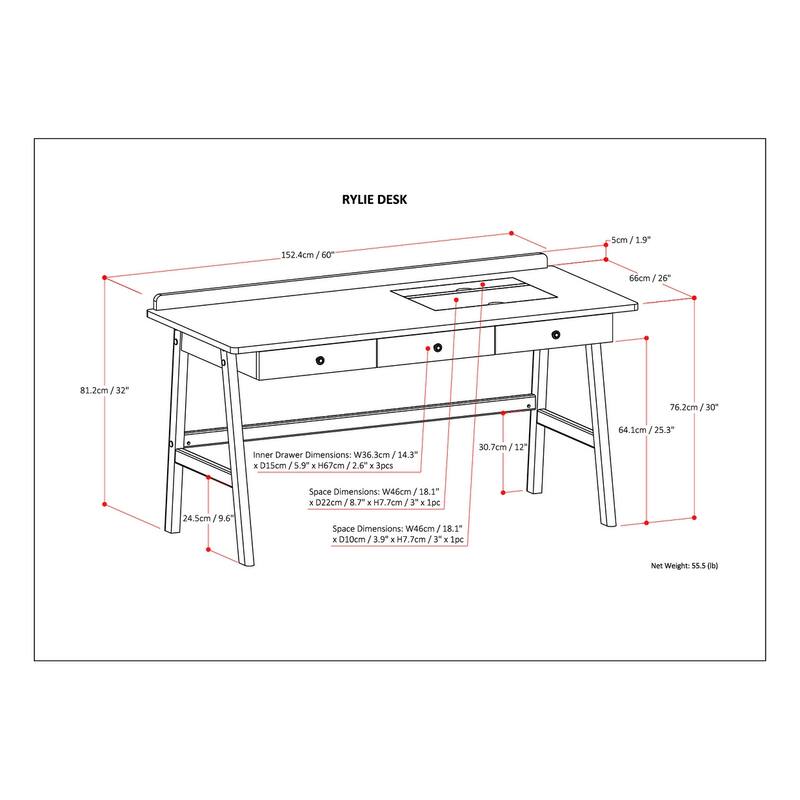 WYNDENHALL Lisa SOLID WOOD Transitional 60 inch Wide Desk in Natural Aged Brown