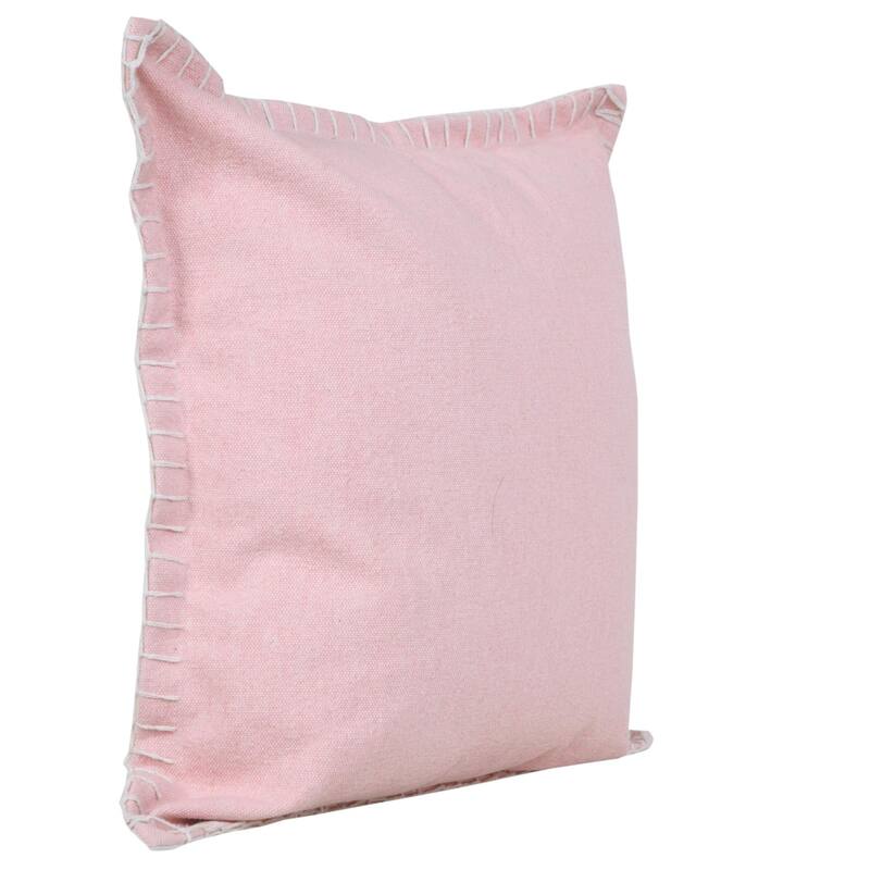 Hand Woven Embroidered Edge Square Throw Pillow - 20" - Pink