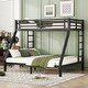 preview thumbnail 1 of 20, Metal Bunk Bed with Space-Saving Design and Ladder Twin XL over Queen - Black