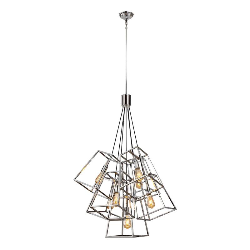 7-Light Multi Cage Industrial Pendant Lamp Stairway Chandelier