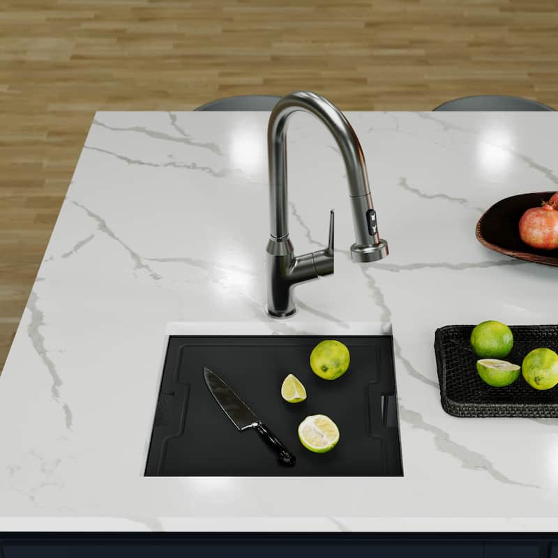 Matrix 17" Undermount Workstation 16 Gauge Single Bowl Stainless Steel Sink with Accessories