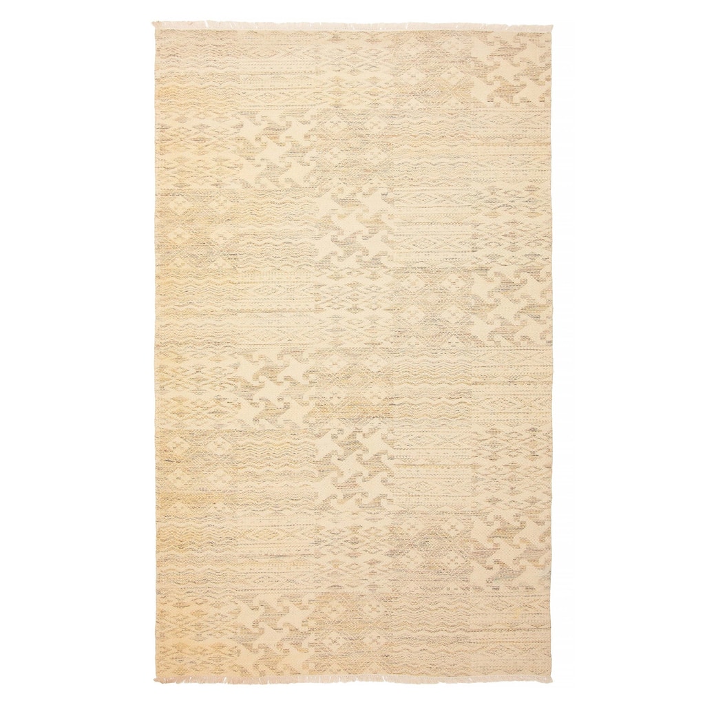 ECARPETGALLERY Flat-Weave Ankara FW Khaki Wool Kilim - 4'9 x 8'0