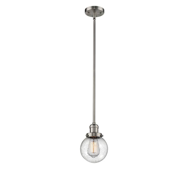 Innovations Lighting Franklin Restoration Beacon 1 Light 6" Stem Hung Mini Pendant - Seedy/Brushed Satin Nickel