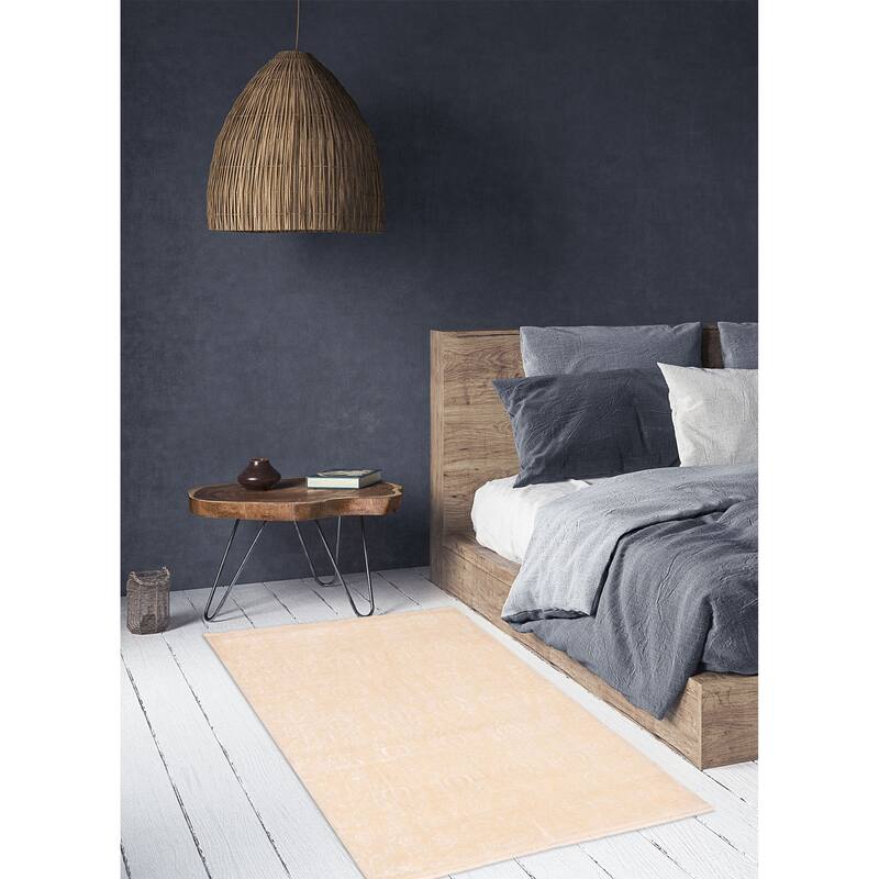 ECARPETGALLERY Hand-knotted Mirzapur Light Khaki Silk, Wool Rug - 5'7 x 7'9