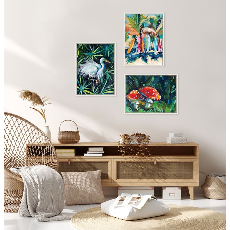 Kate and Laurel Sylvie Surf Sand Framed Canvas by Rachel Christopoulos