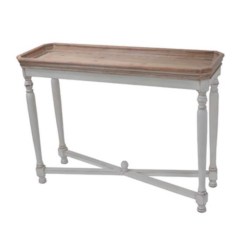 42 Inch Sofa Table, Narrow Design, Fir Wood, MDF, Brown, Antique White