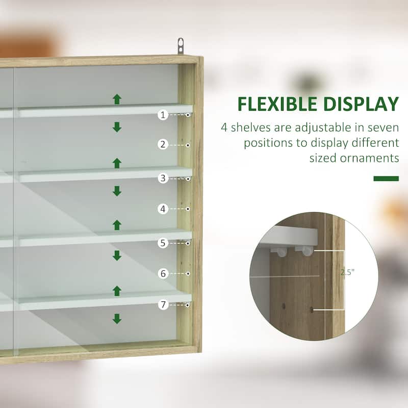 Particleboard Wall-Mounted Display Cabinet with Glass Doors - 31.5" W x 3.7" D x 23.6" H