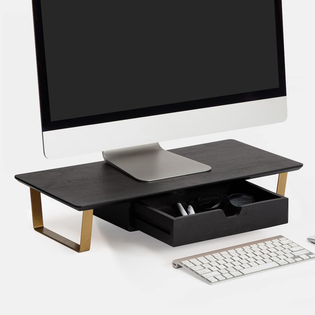Jani Wood Monitor Stand Riser Desk - Ergonomic Design Stand, Desktop Organizer Table for Home, Office Workspace, Gaming Desk