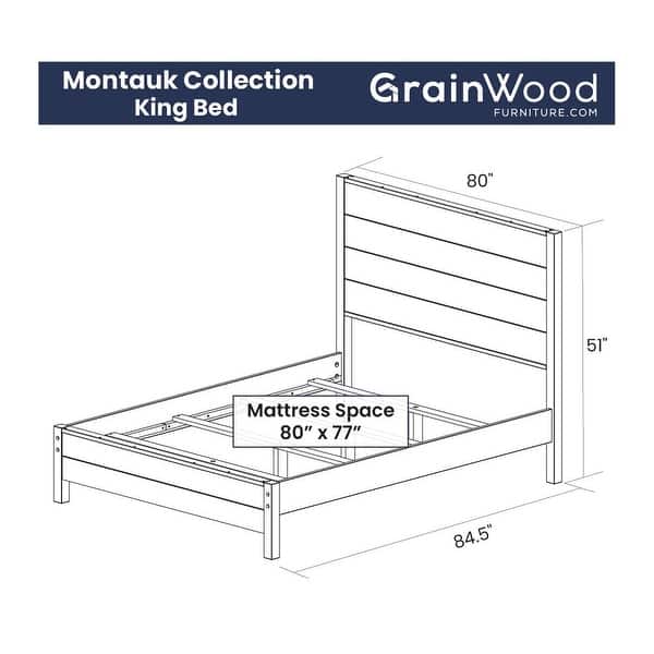 dimension image slide 5 of 6, Grain Wood Furniture Montauk Distressed Solid Wood Panel Bed