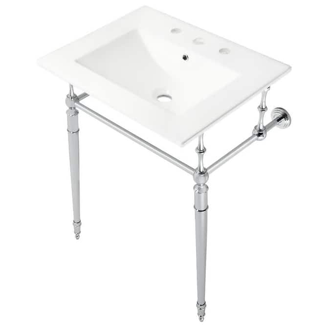 Kingston Brass KVPB2418W8 Edwardian 24" Console Sink with Metal Legs - Polished Chrome
