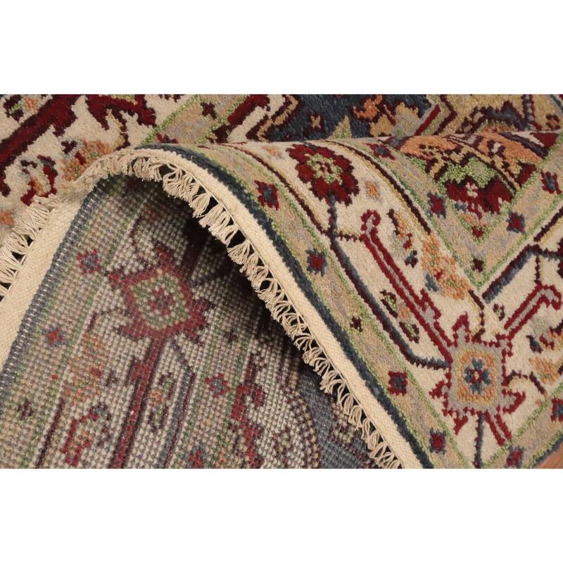 Hand Knotted Oriental 100% Wool Carpet Traditional Medallion Greys & Charcoal Heriz (serapi) Area Rug - 6' 2'' X 4' 1''