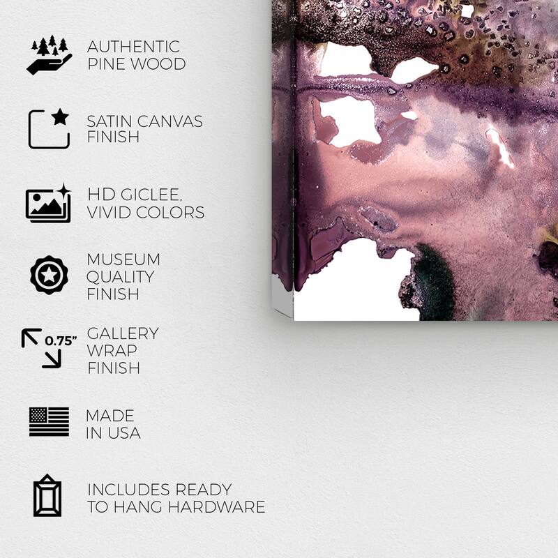 Wynwood Studio Abstract Glitter Bang II Purple and Modern & Contemporary Wall Art Canvas Print