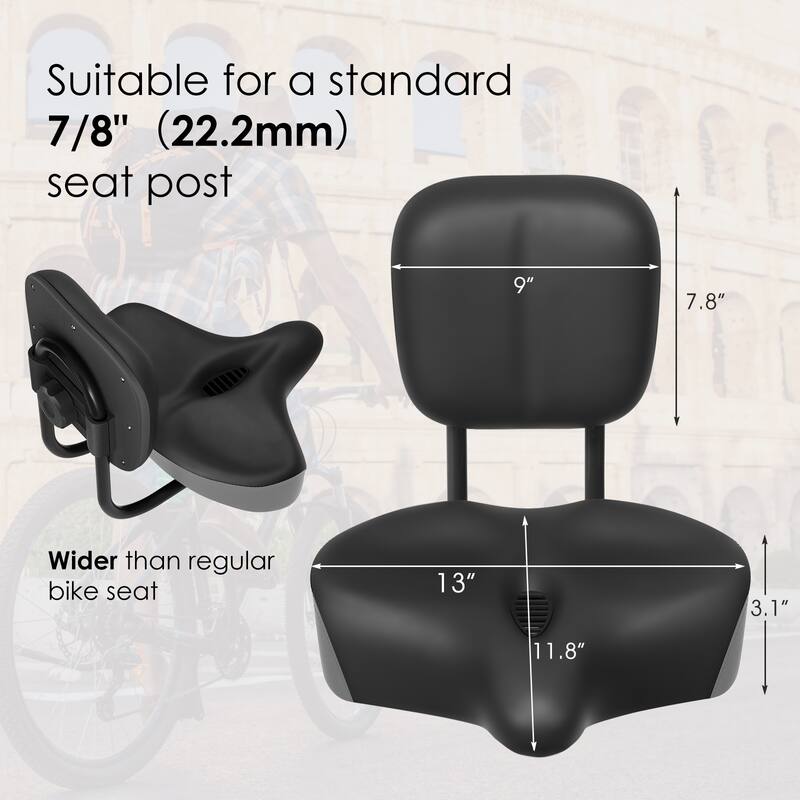 DoCred Oversized Universal Bike Seat, Saddle with Backrest