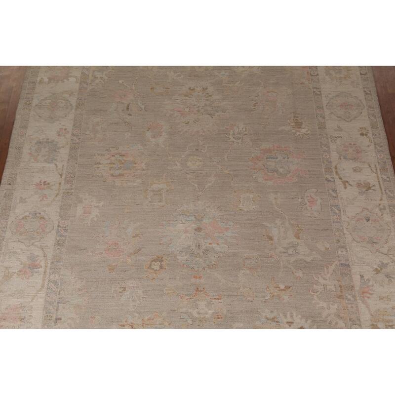 Floral Vegetable Dye Oushak Turkish Area Rug Handmade Wool Carpet - 8'8"x 11'9"