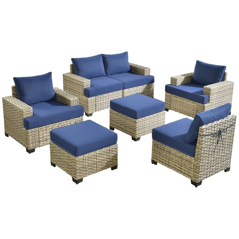 HOOOWOOO 7-piece Patio Furniture Conversation Set with Cushion