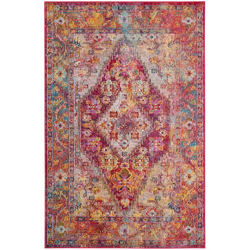 SAFAVIEH Crystal Aili Vintage Boho Oriental Rug - 3' x 5' - Light Blue/Fuchsia - Rectangle