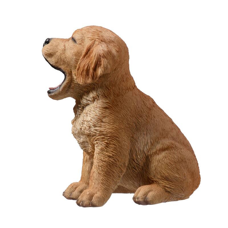 Yawning Golden Retriever Outdoor Garden Statue - 6.5"