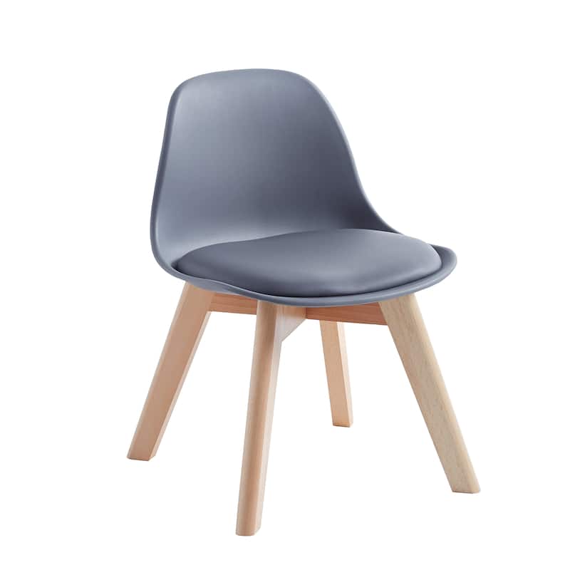 Porthos Home Brynn Kids Chair, Plastic Shell With Seat Cushion, Beech Wood Legs