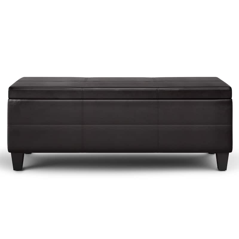 WYNDENHALL Franklin 44 inch Wide Contemporary Rectangle Storage Ottoman in Faux Leather