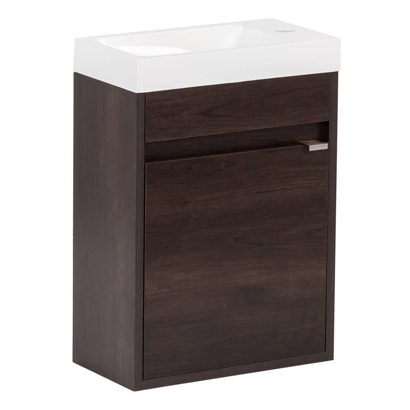 Spring Mill Cabinets Kambree 15.75" Floating 1-Door Bathroom Vanity With White Sink Top