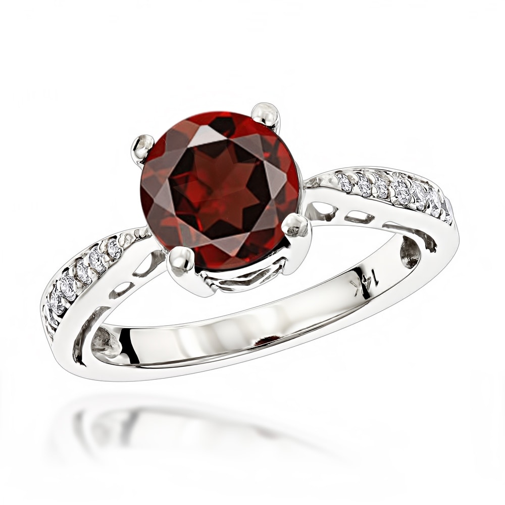 Shop Luxurman Women S Affordable 1 1 2 Carat Garnet And Diamond Engagement Ring H I Si1 Si2 On Sale Overstock 12772421