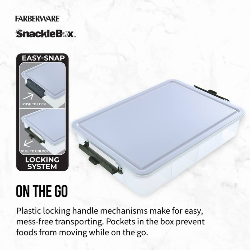 Farberware Snackle Box 11-Compartment Organizer with Plastic Locking Lid, 11x16