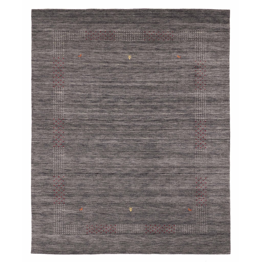ECARPETGALLERY Hand Loomed Kashkuli Gabbeh Dark Grey Wool Rug - 7'11 x 9'10