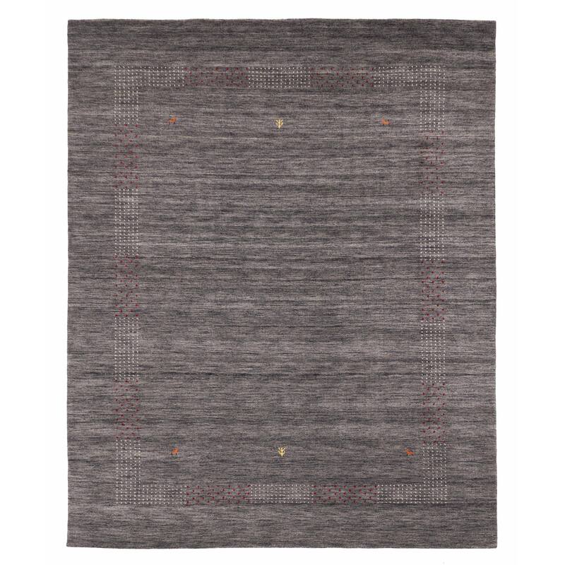 ECARPETGALLERY Hand Loomed Kashkuli Gabbeh Dark Grey Wool Rug - 7'11 x 9'10